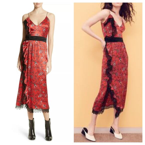 Cinq a Sept 100% Silk Midi Dress - Picture 4 of 6